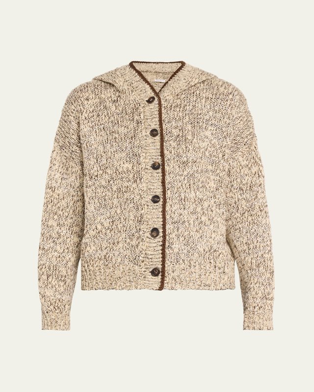 Paillette Chine Knit Hooded Cardigan