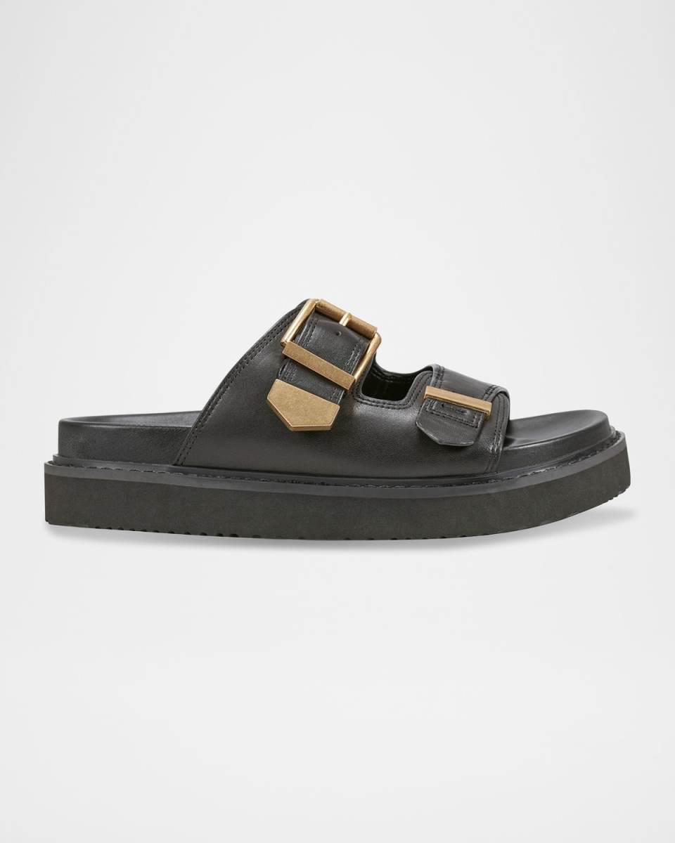 Leather Dual-Buckle Sandals