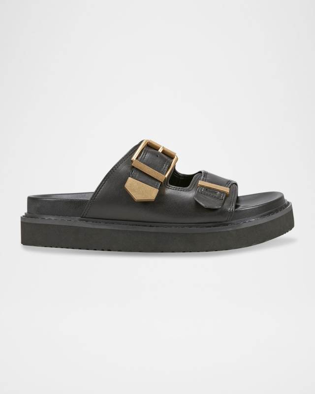 Leather Dual-Buckle Sandals