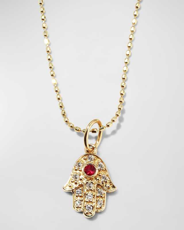 14k Gold Diamond Hamsa Pendant Necklace