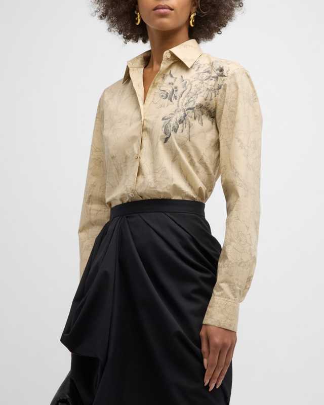 Clavelly Floral Button-Front Shirt