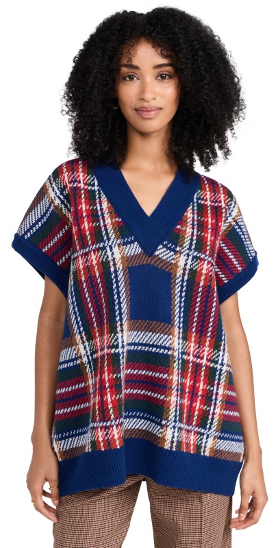 Made in Tomboy Wool Vest Blue/Red/White