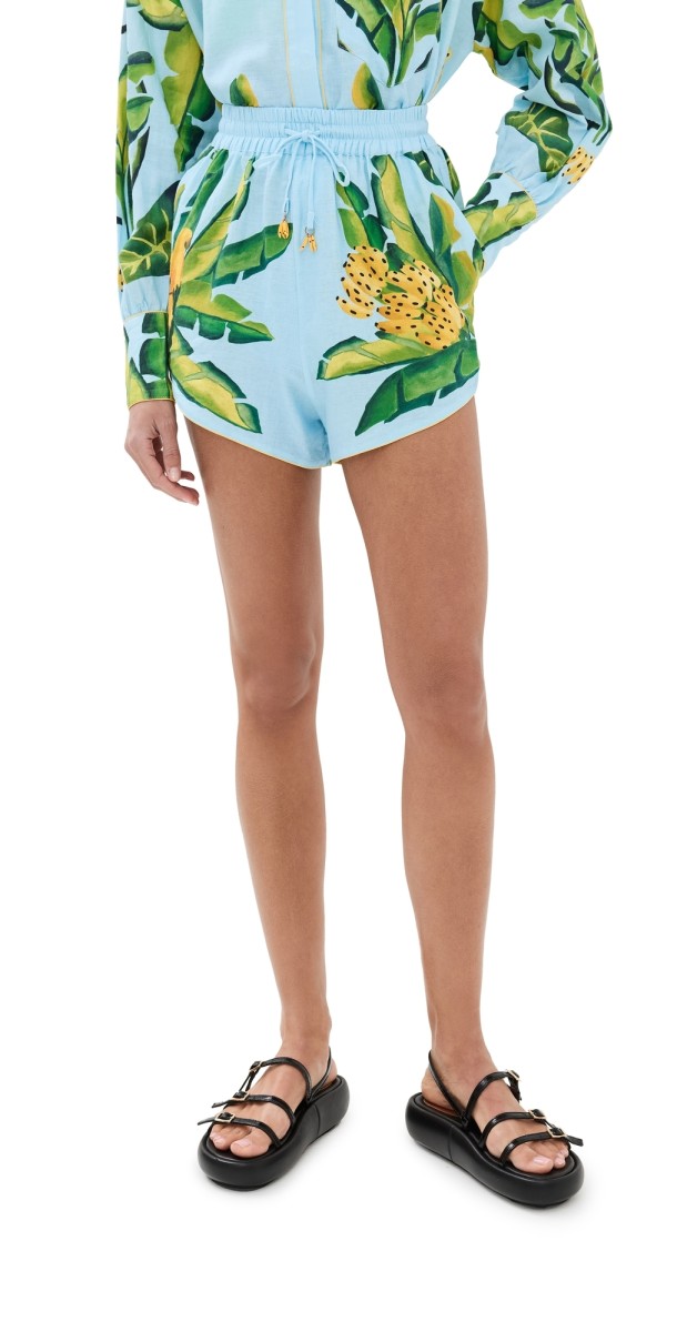 FARM Rio Summer Foliage Scarf Blue Shorts Summer Foliage Scarf Blue