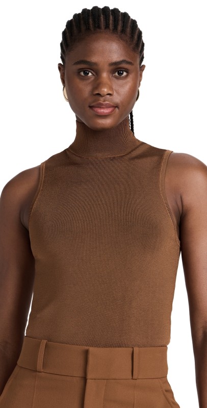 FRAMEhiny Turtleneck Tank Camel