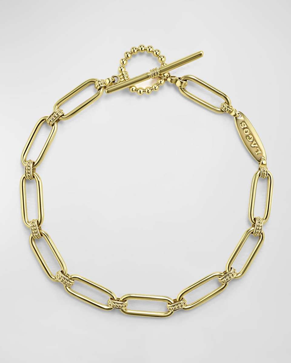 18K Signature Caviar 15mm Oval Toggle Link Bracelet, Size 7"L