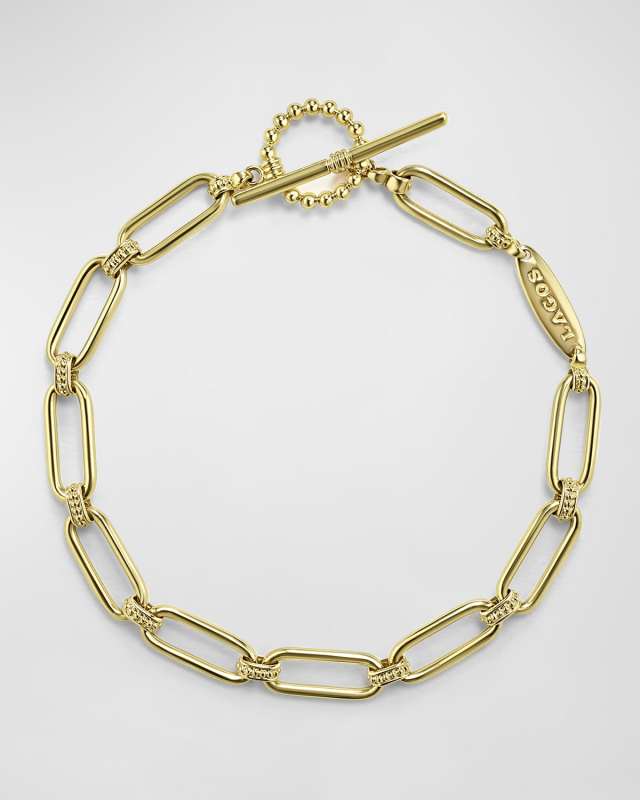 18K Signature Caviar 15mm Oval Toggle Link Bracelet, Size 7"L