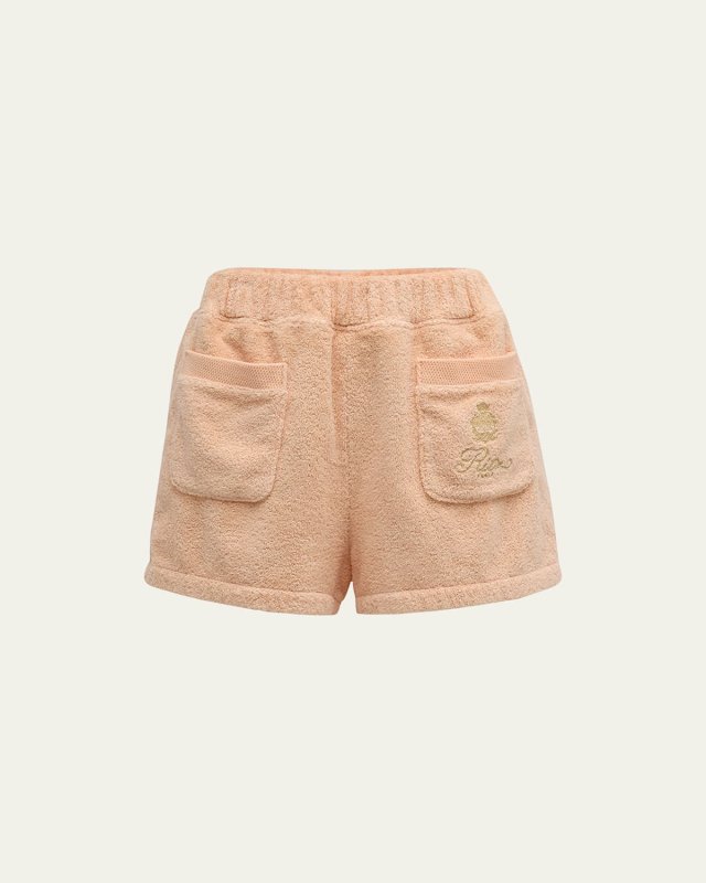 FRAME x Ritz Paris Embroidered Cotton-Terry Shorts