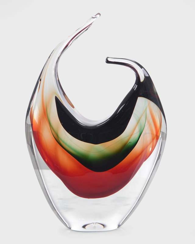 Handblown Red, Violet, & Emerald Glass Sculpture I