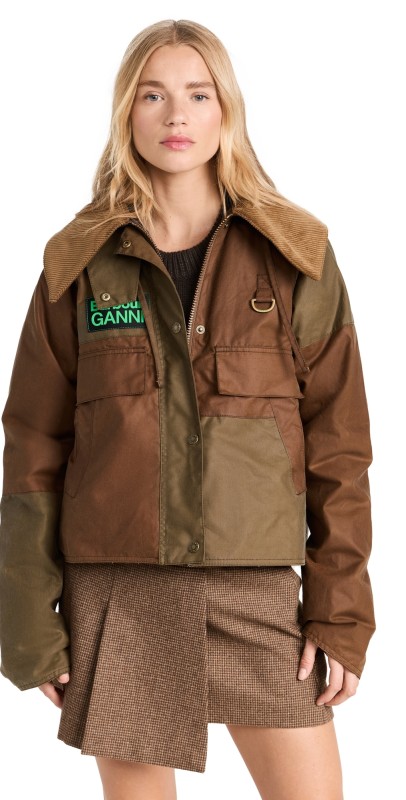 Barbour Barbour x Ganni Block Spey Jacket Tan/Sand