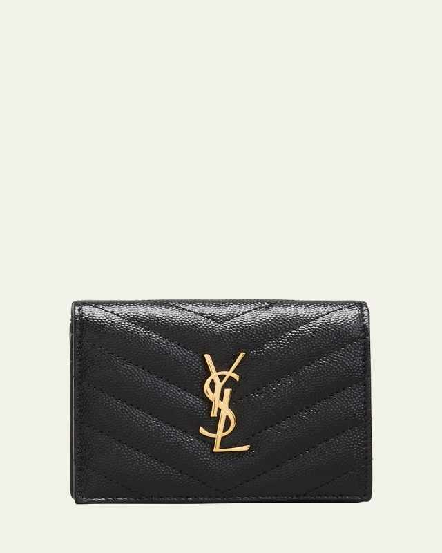 YSL Monogram Grain de Poudre Flap Card Case