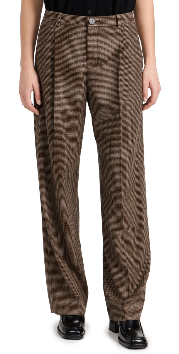 Vince Houndstooth Pleat Front Pants Black/Camel