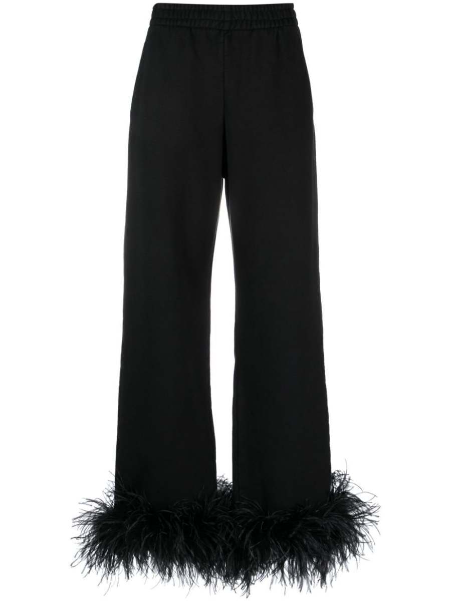 feather-trim fleece track pants