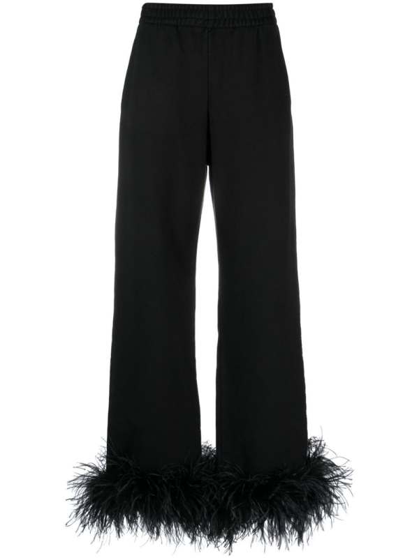 feather-trim fleece track pants