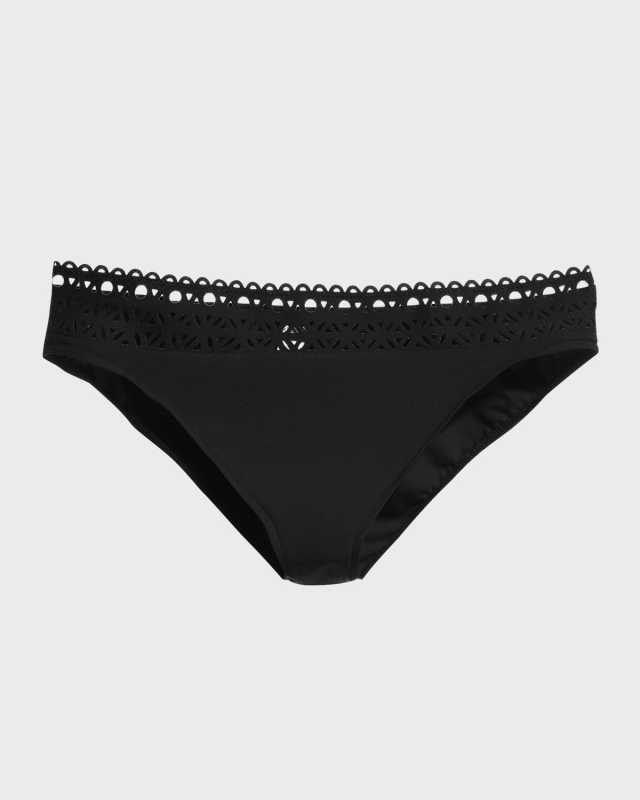 Ajourage Couture Laser-Cut Low-Rise Swim Bikini Bottoms