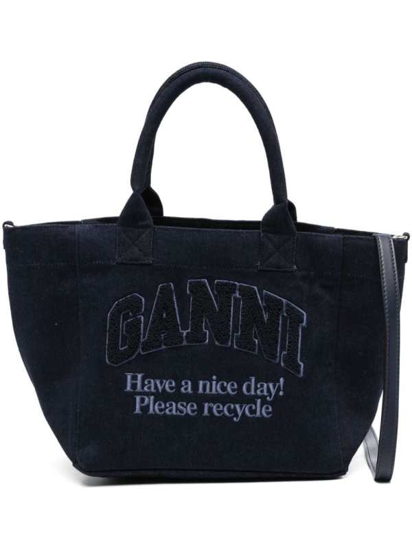 embroidered denim tote bag