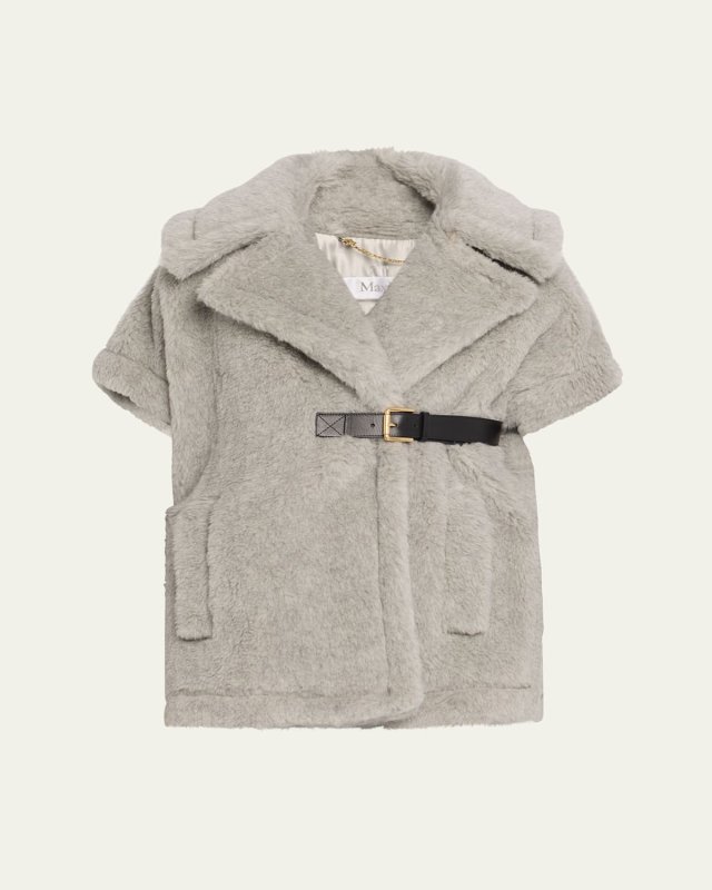 Belted Alpaca Wool Vest Cap
