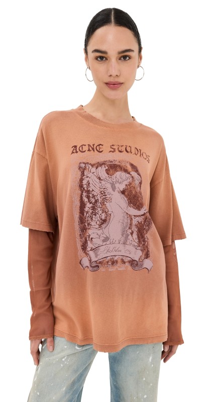 Acne Studios Layered Long Sleeve Tee Rust Red