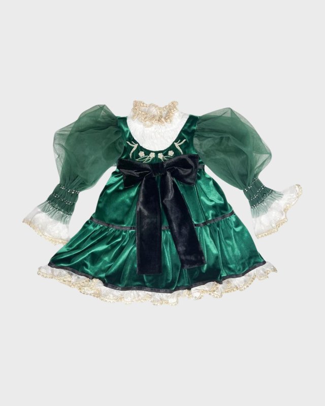 Girl's Aurora Embroidered Velour Dress, Size 12M-8