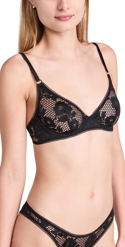 Fleur du Mal Rosalia Lace Demi Bra Black