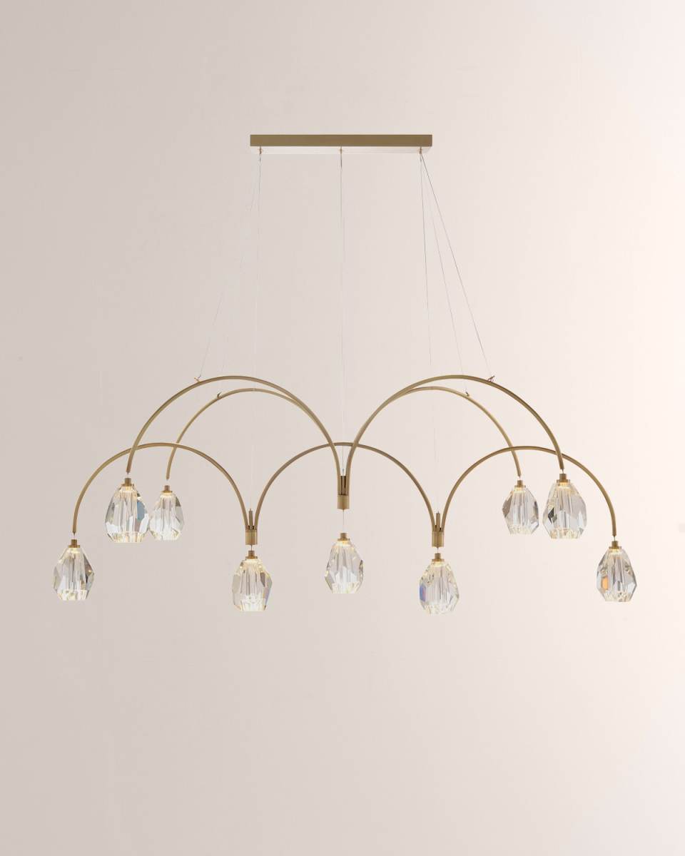 Faceted Cut Crystal 9-Light Chandelier
