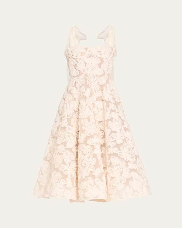 Sabrina Lace Midi Dress with Bow Details