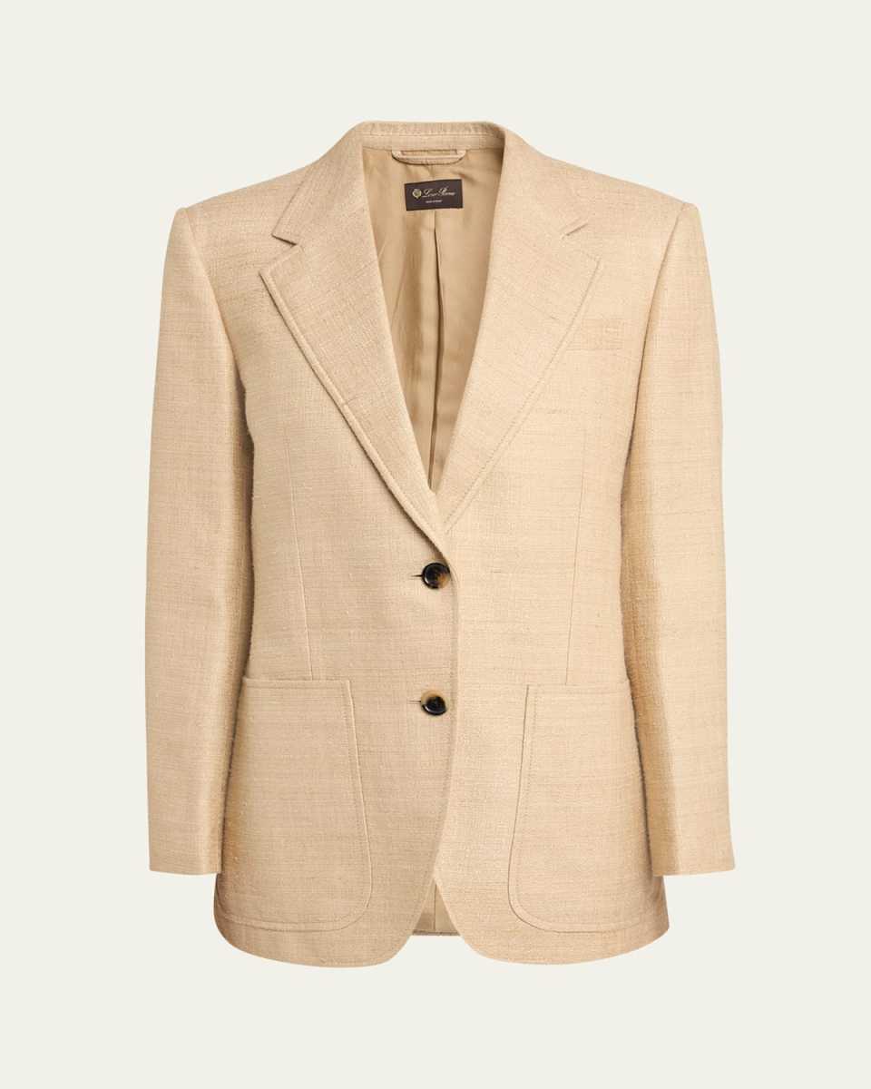 Maria Single-Breasted Raw Tussah Silk Blazer