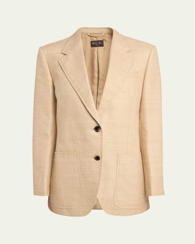 Maria Single-Breasted Raw Tussah Silk Blazer