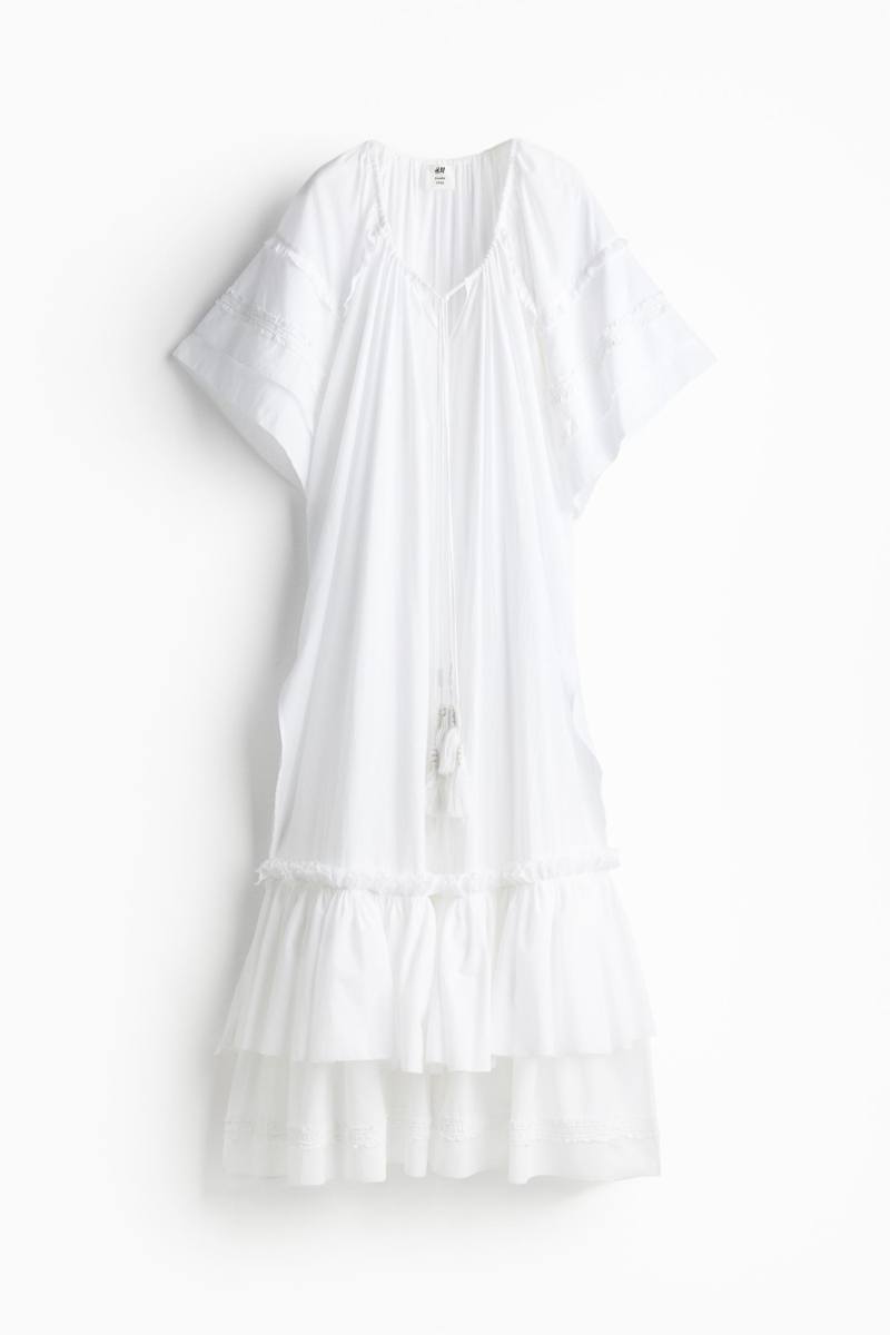 H&M Appliquéd Drawstring-detail Kaftan Dress
