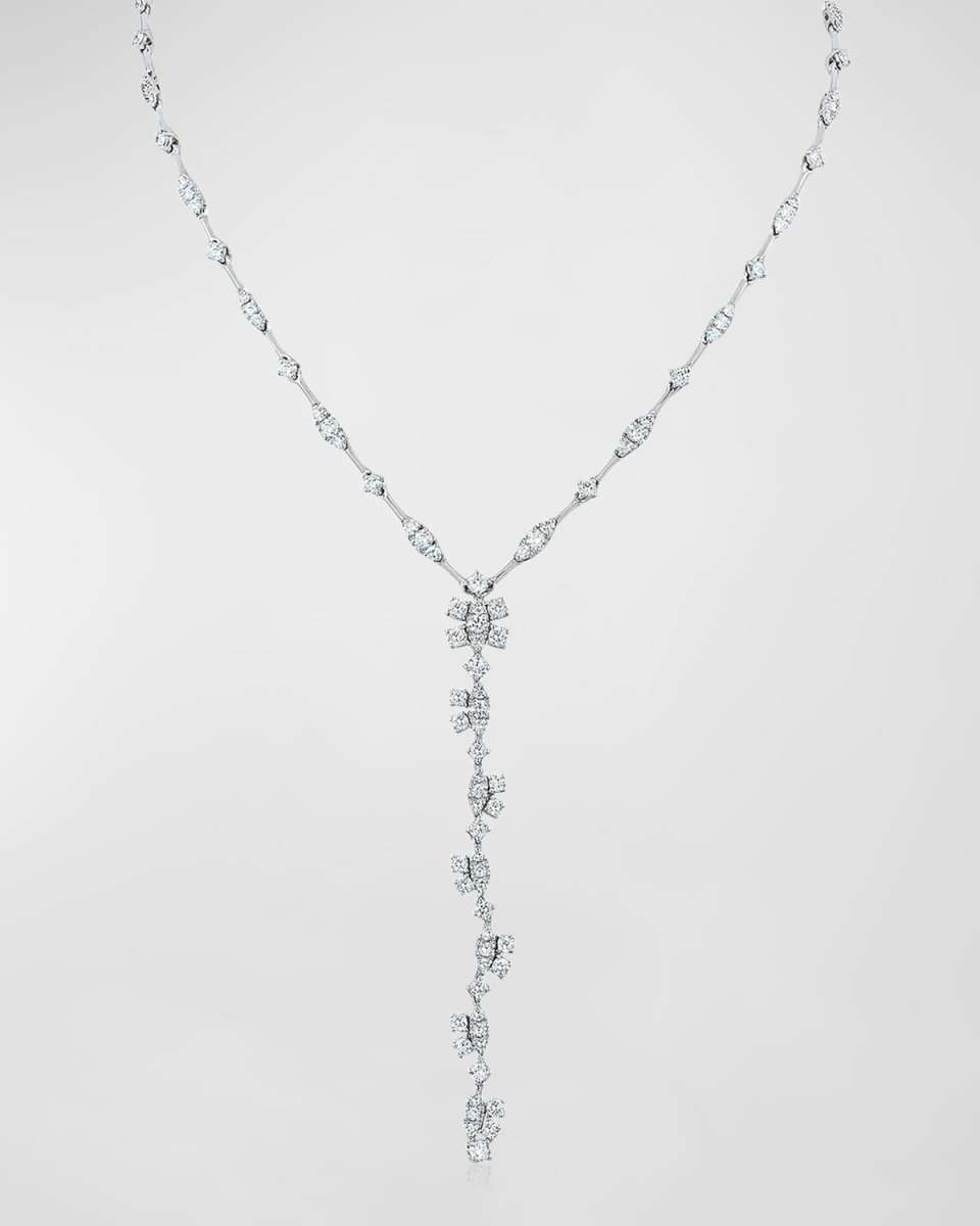 18K White Gold Diamond Y Necklace