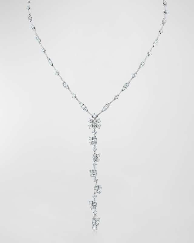 18K White Gold Diamond Y Necklace