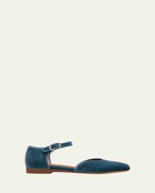 Velvet Mary Jane Ballerina Flats