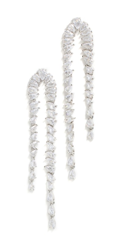SHASHI 14k Pear Diamond Drop Earrings Silver