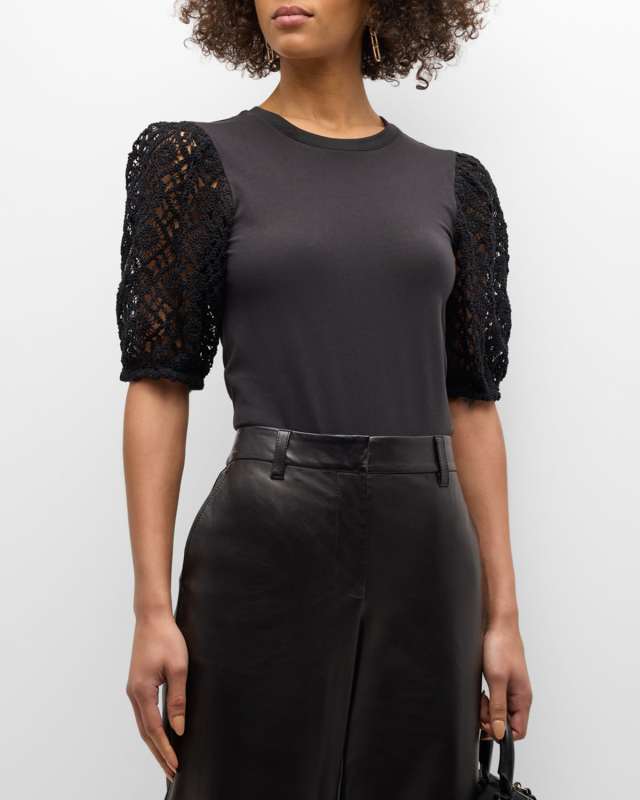 Corianna Crochet Lace Short-Sleeve Combo Top