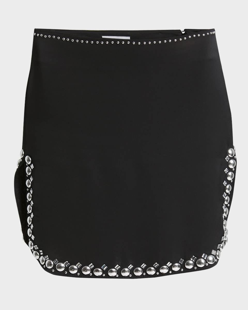 Studded Side-Slits Mini Skirt