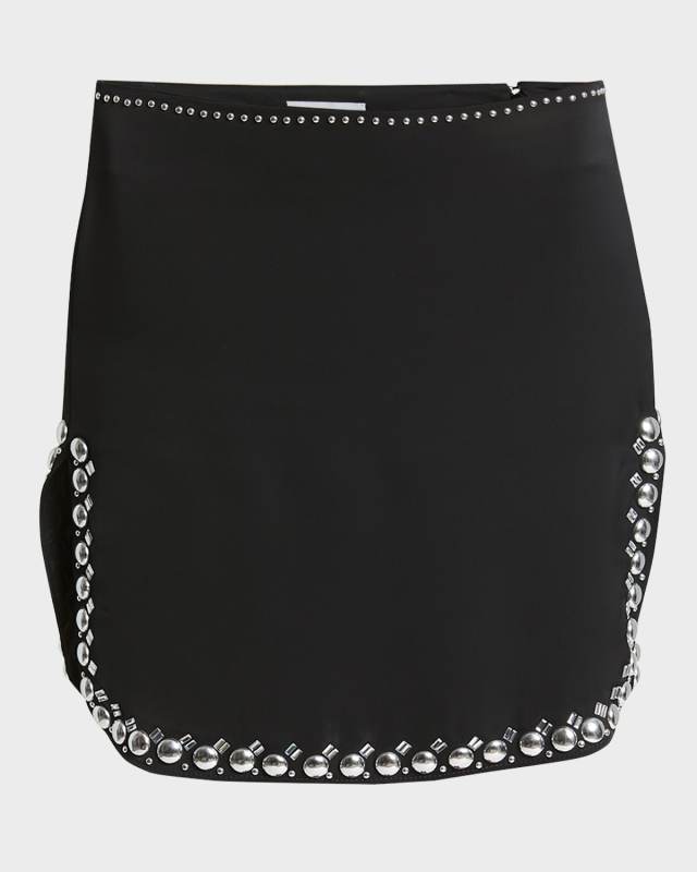 Studded Side-Slits Mini Skirt