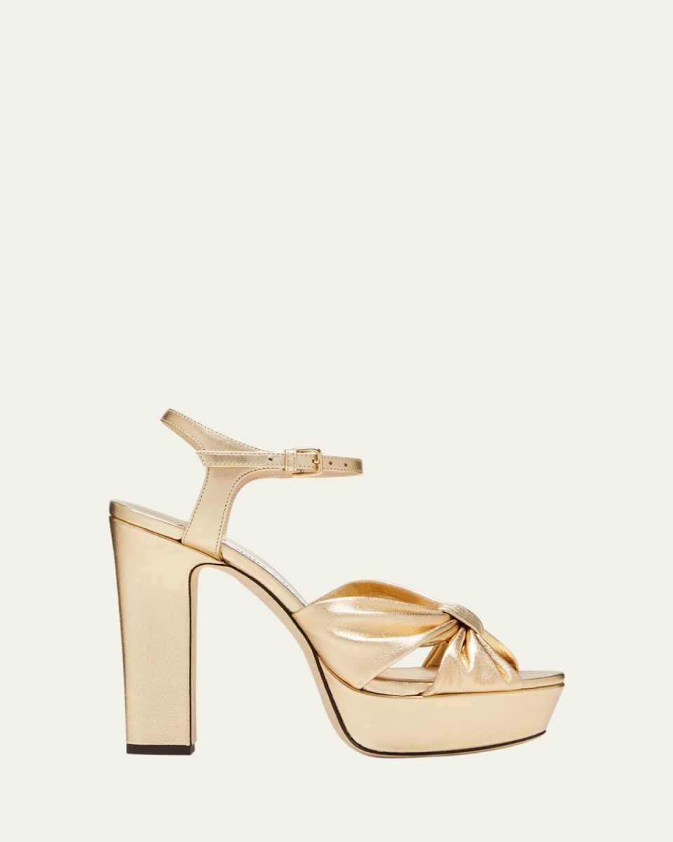 Heloise Metallic Ankle-Strap Platform Sandals