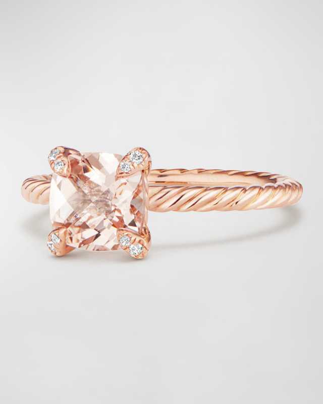 Chatelaine 7mm Rose Gold Ring with Morganite & Diamonds