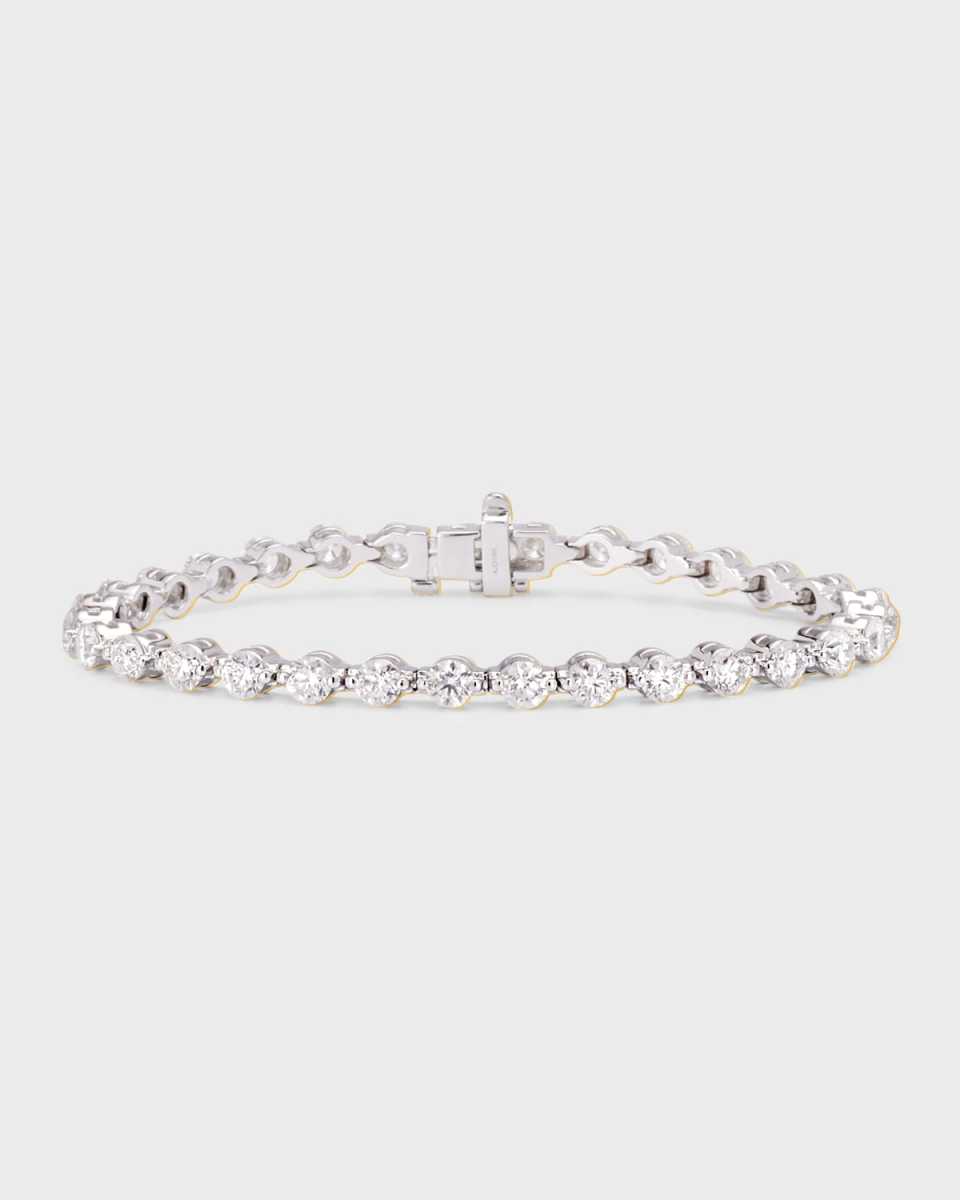18K White Gold Round Diamond Tennis Bracelet, 8.37tcw, 7"L