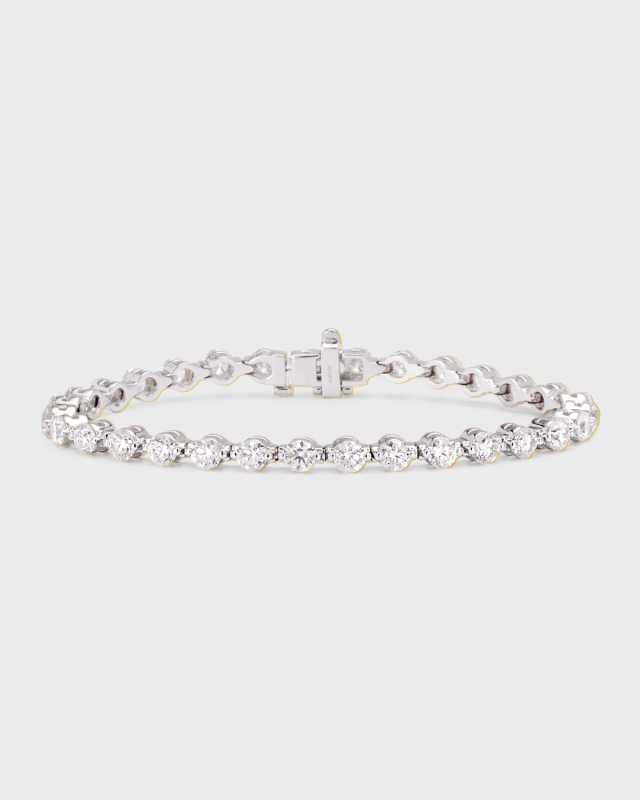 18K White Gold Round Diamond Tennis Bracelet, 8.37tcw, 7"L