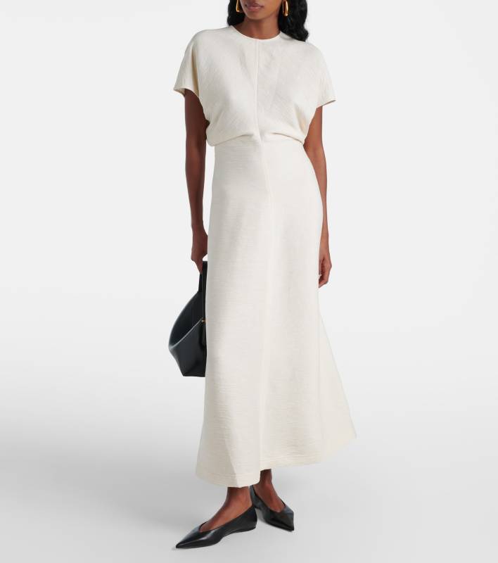 Toteme Slouch waist crinkled dress cream