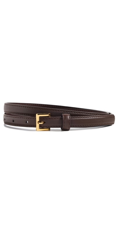 SHASHI Mia Skinny Belt Brown/Gold