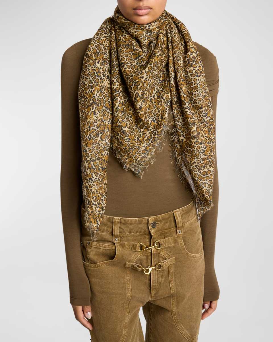 Madicia Cheetah-Print Wool Blend Scarf