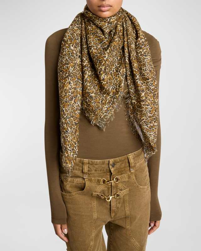Madicia Cheetah-Print Wool Blend Scarf