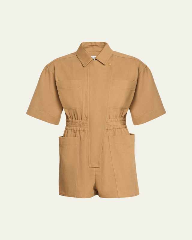 Angora Short-Sleeve Cotton Romper