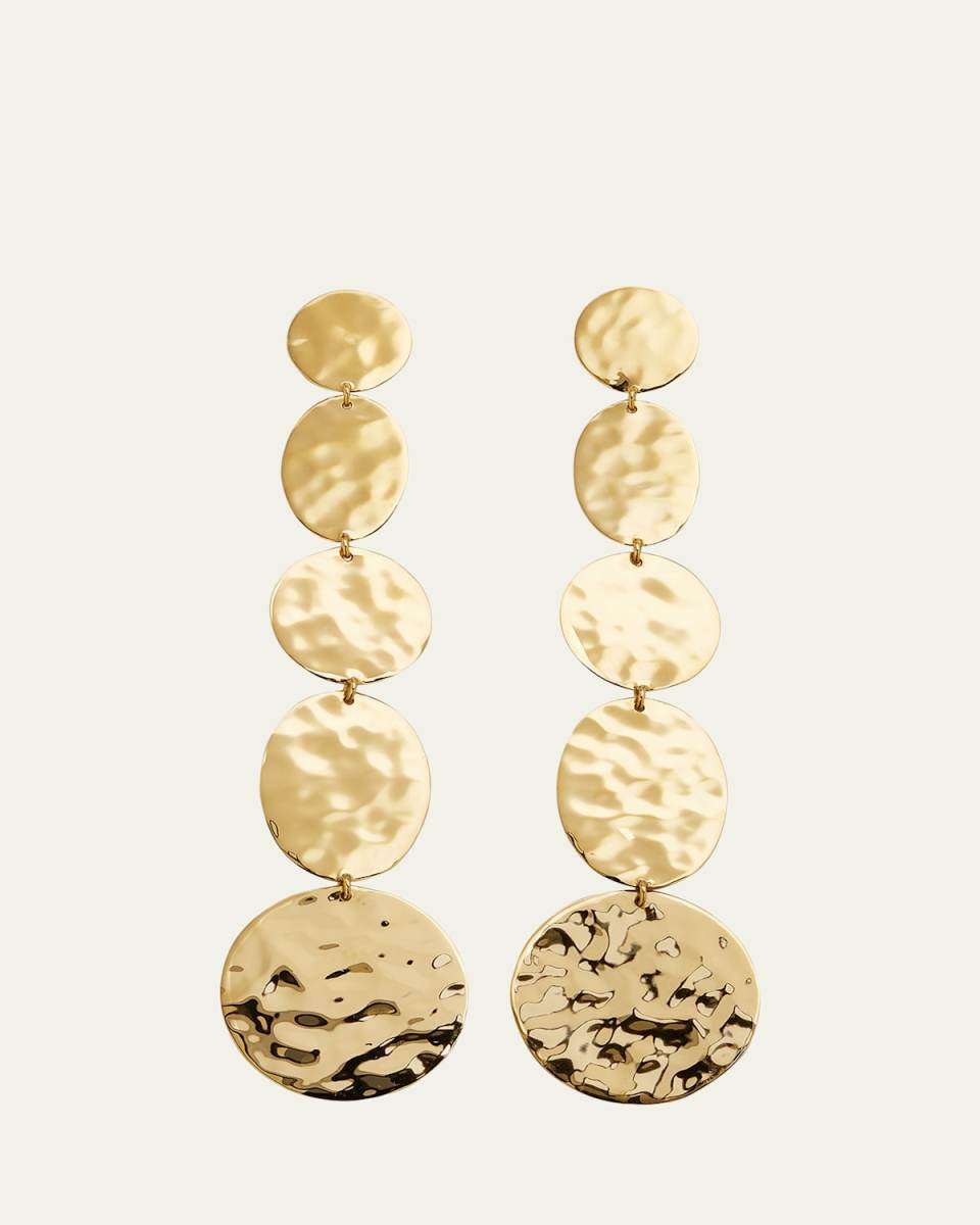 5-Tier Linear Crinkle Earrings in 18K Gold