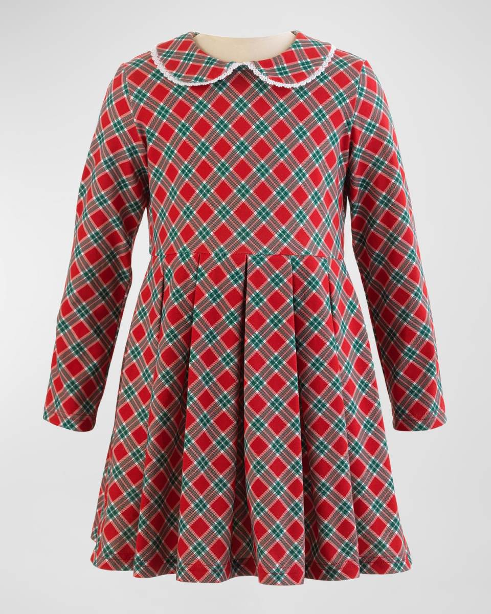Girl's Tartan-Print Pleated Holiday Dress, Size 2-10