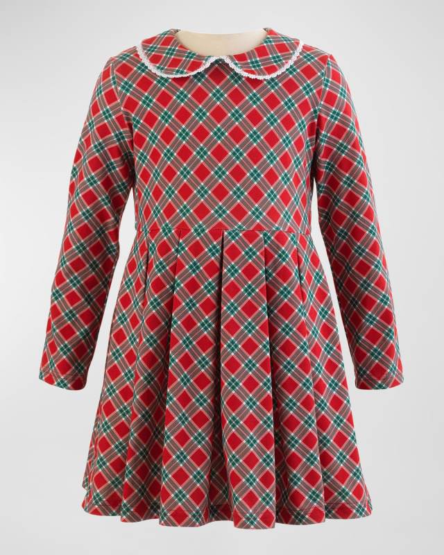 Girl's Tartan-Print Pleated Holiday Dress, Size 2-10