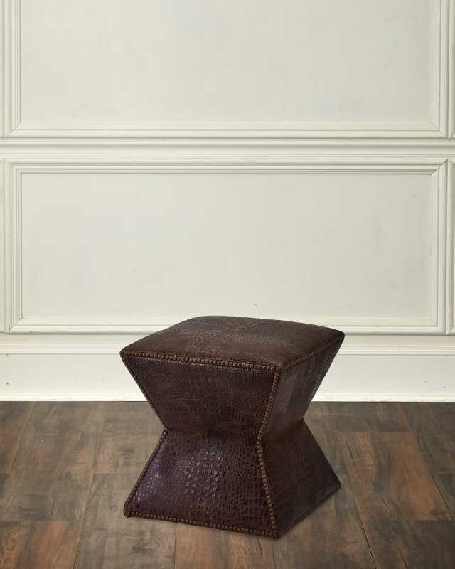 Hamish Embossed Leather Ottoman