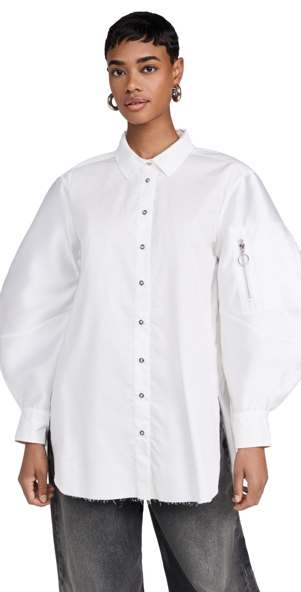 Marques Almeida Loose Fit Shirt with Bomber Sleeves White