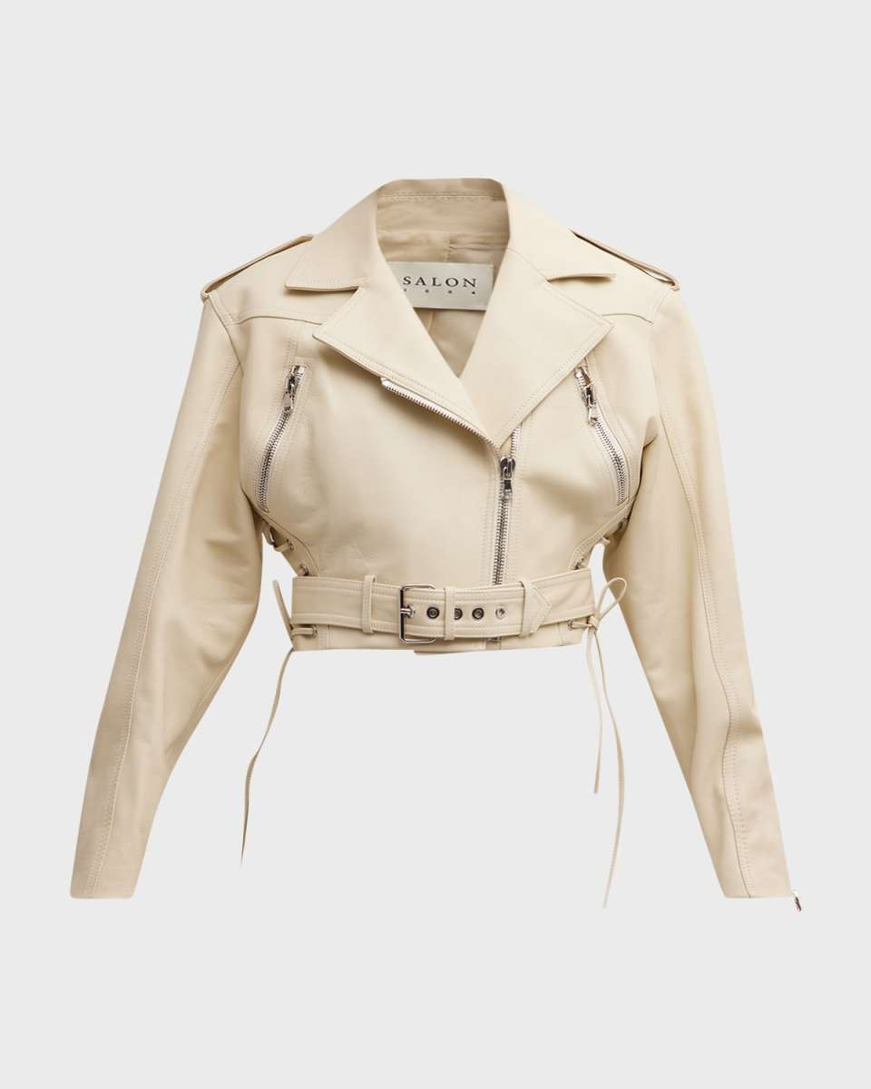 Jane Leather Crop Moto Jacket